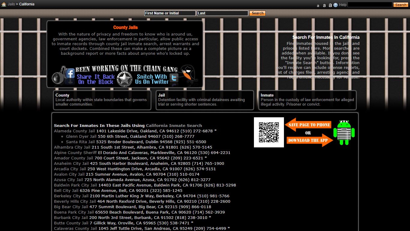 Jails in California - County Jail Inmate Search